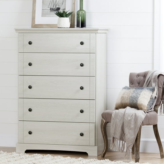 South Shore Lilak Coastal 5-Drawers Dresser Winter Oak
