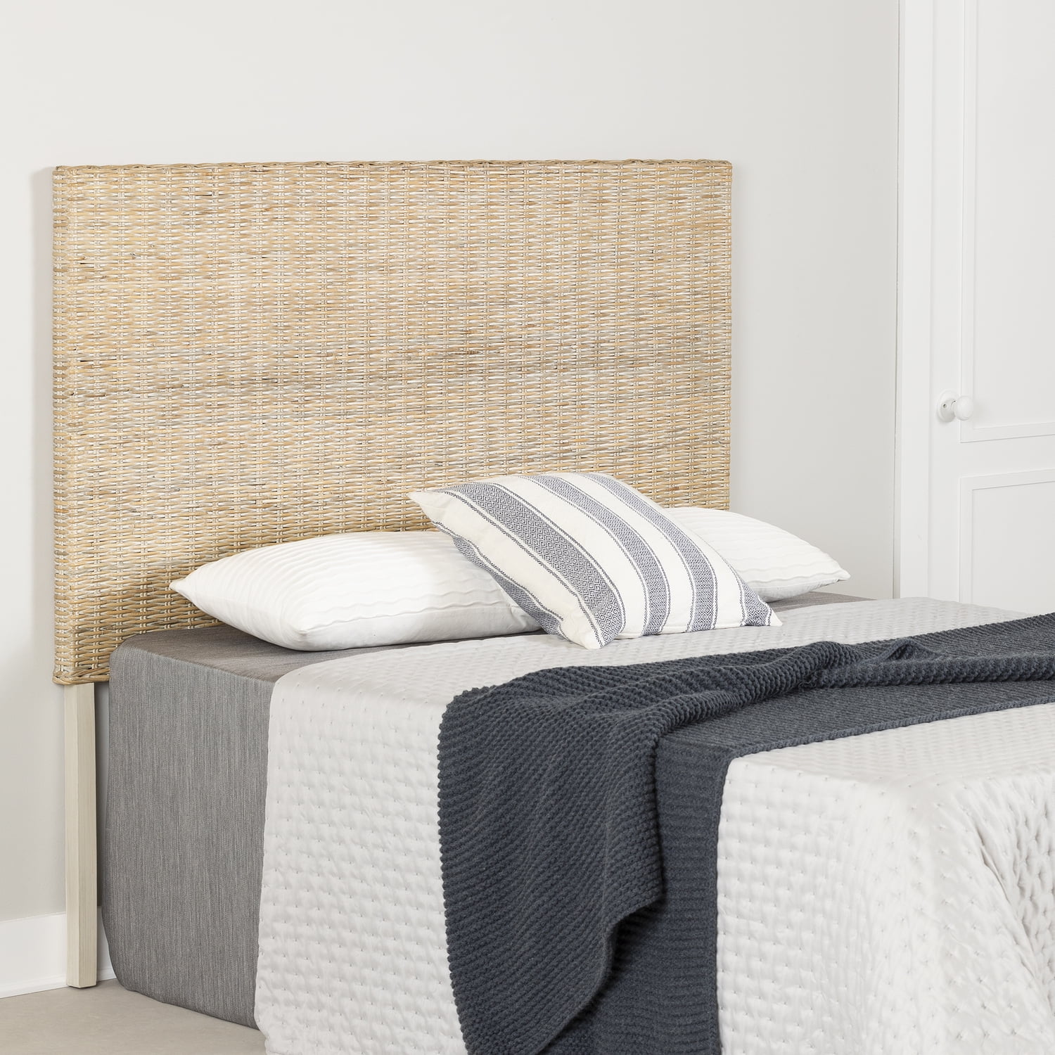 White coastal outlet queen headboard