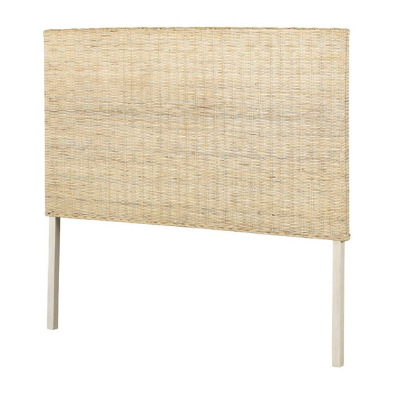 South Shore Furniture Lilak Rattan Headboard, White Washed Rattan