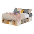 thumbnail image 1 of South Shore Lilak Storage Full Size Bed with Wicker Baskets, Winter Oak Finish, 1 of 13