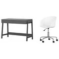thumbnail image 1 of South Shore Liney Matte Charcoal Desk and 1 Flam White Swivel Chair Set, 1 of 7