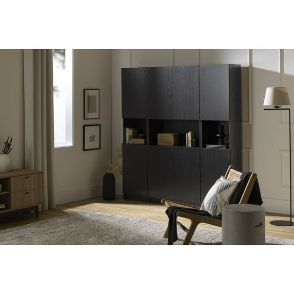 South Shore Liora, Contemporary Bookcase, Narrow Black