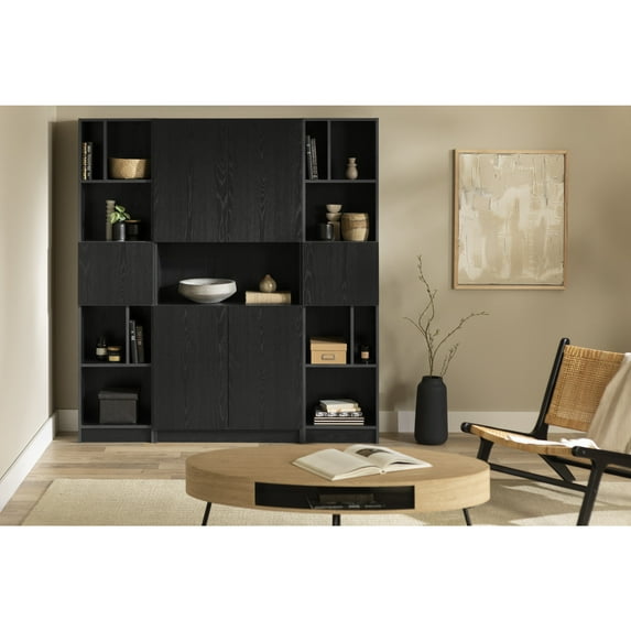 South Shore Liora, Contemporary Bookcase, Wide Black