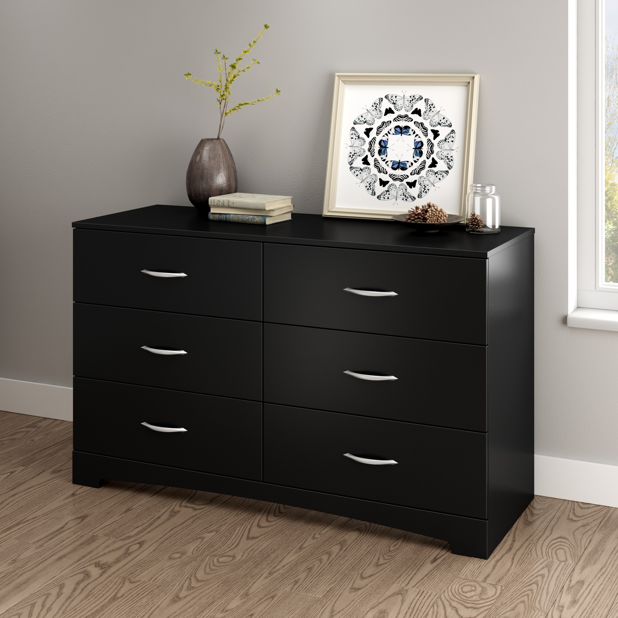 South Shore Maddox 6 Drawer Double Dresser in Pure Black - image 1 of 11