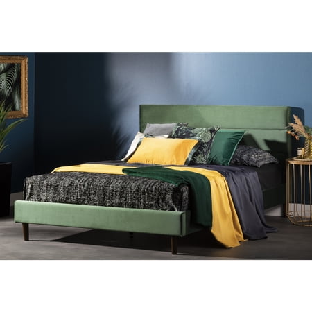 South Shore Maliza, Mid-century Glam Bed, Queen Green