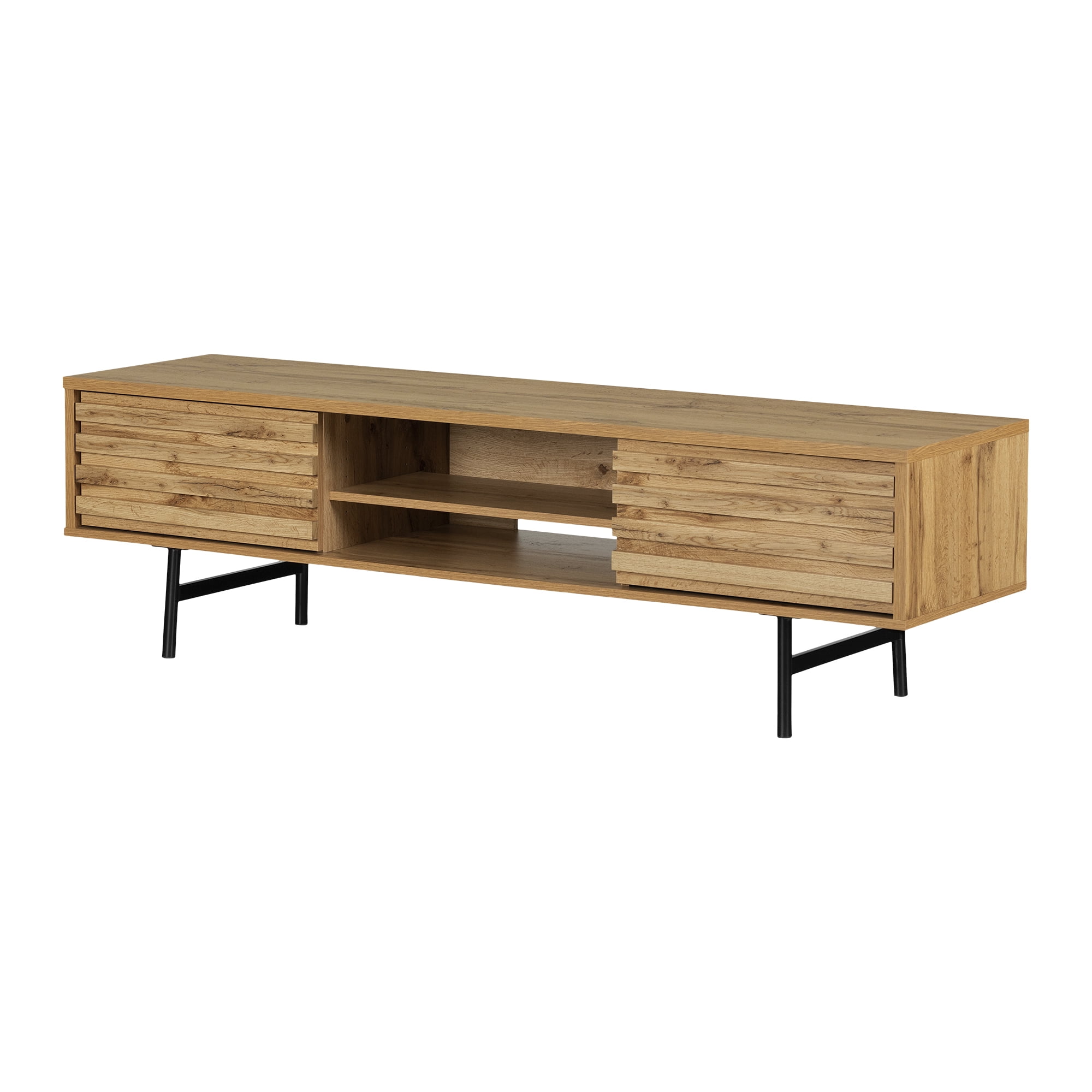 Nordik Oak 75" TV Stand with Storage and Metal Legs