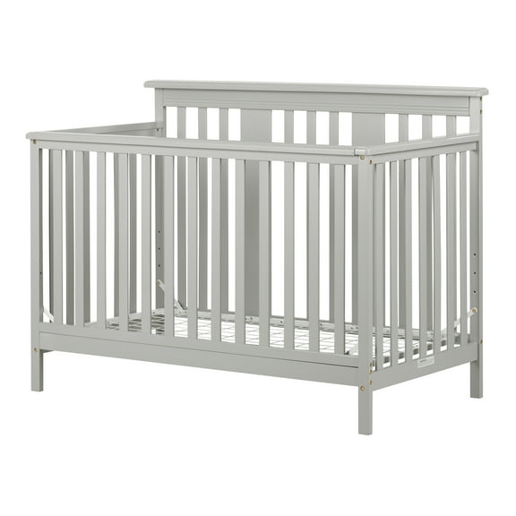 South Shore Cotton Candy Baby Crib 4 Heights with Toddler Rail Soft Gray