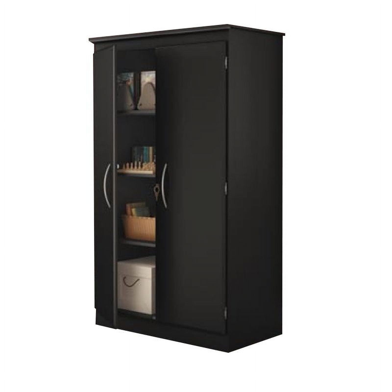 Pure Black Laminated Particle Board Office Cupboard with Adjustable Shelves