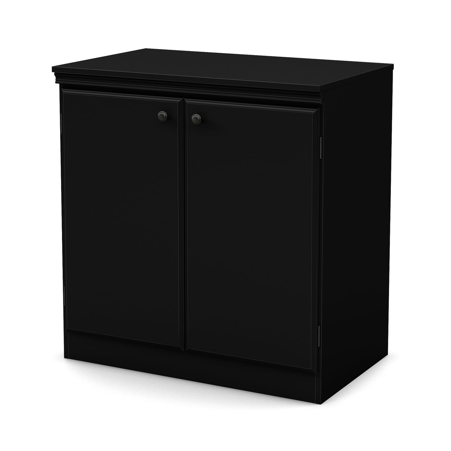Pure Black Freestanding Office Storage Cabinet with Adjustable Shelving