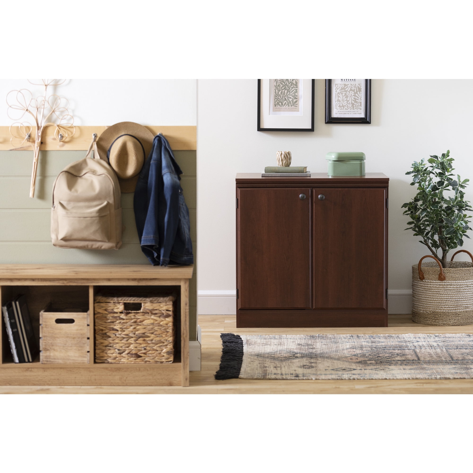 Royal Cherry Laminated Particle Board Freestanding Cupboard with Adjustable Shelves