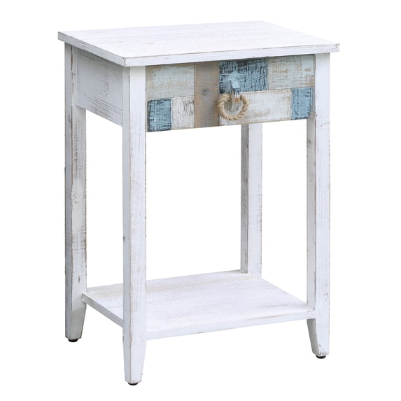 South Shore Multi Color Nautical Patchwork 1 Drawer Accent Table