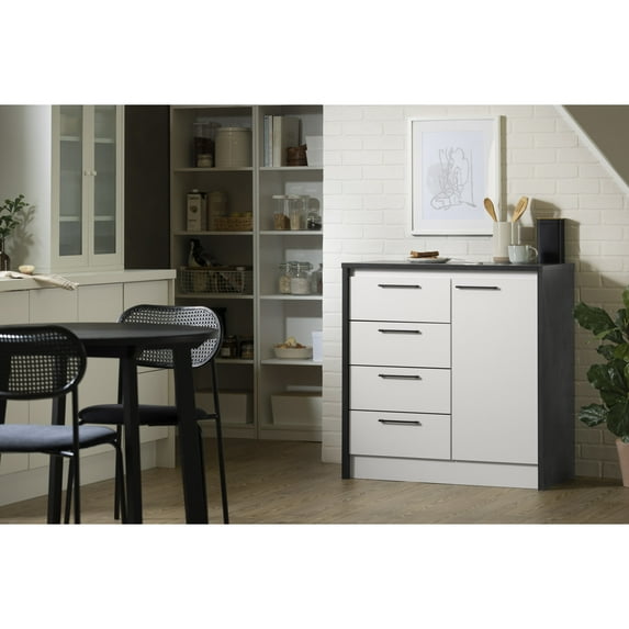 South Shore Myro, Contemporary Kitchen Island, Small Black