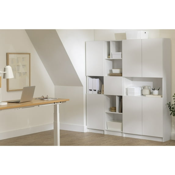 South Shore Olea, Contemporary Bookcase, Wide White