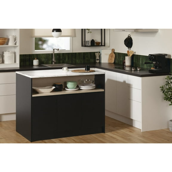 South Shore Olio, Contemporary Kitchen Island,  Black