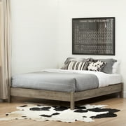 South Shore Platform Queen Bed on Legs- Rustic Style Weathered Oak