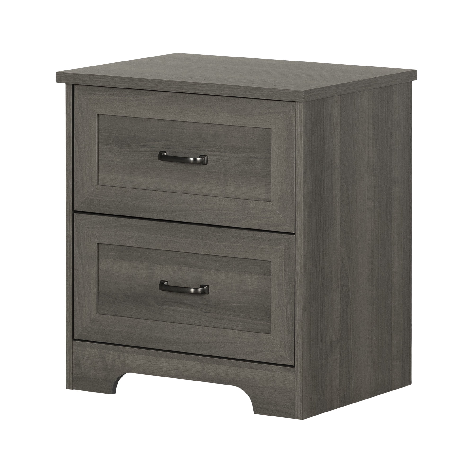 Gray Maple 2-Drawer Farmhouse Nightstand