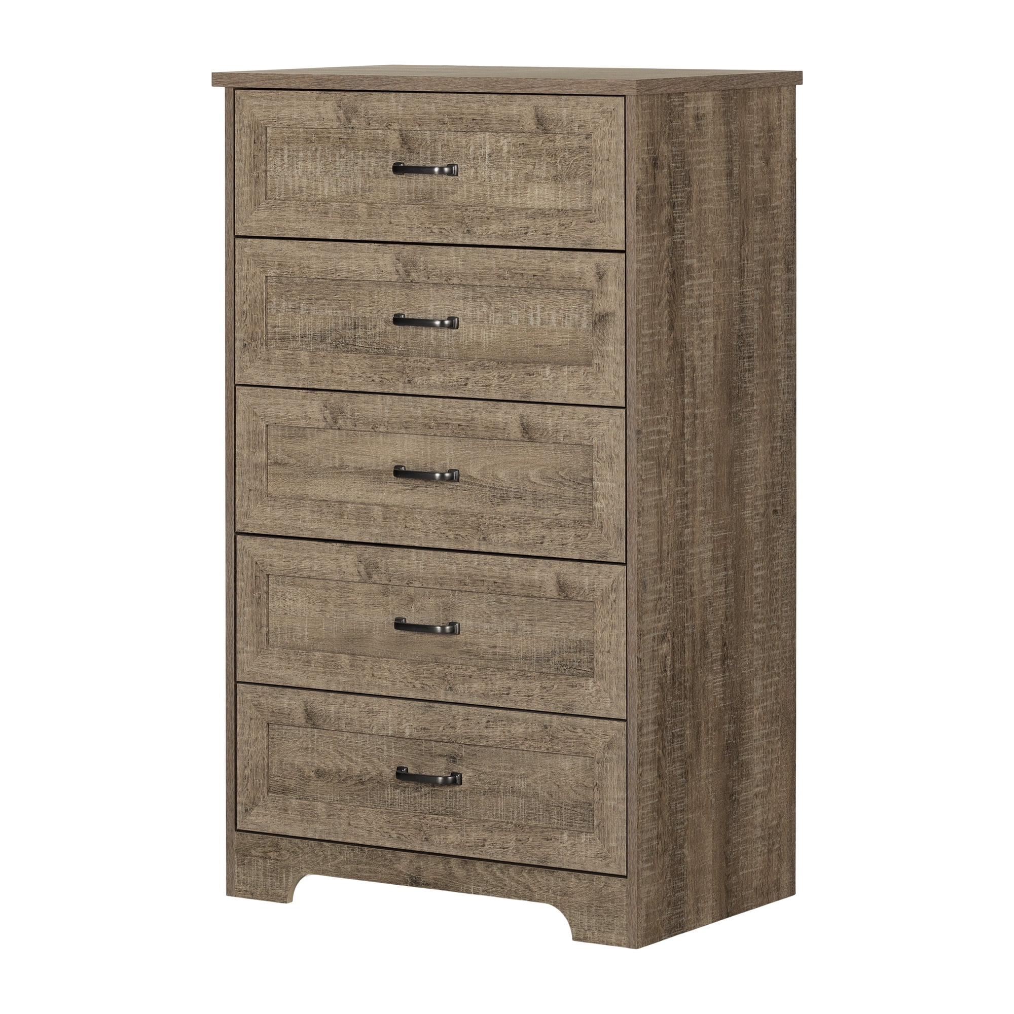 South Shore Prairie Farmhouse 5 Drawer Chest Gray Maple