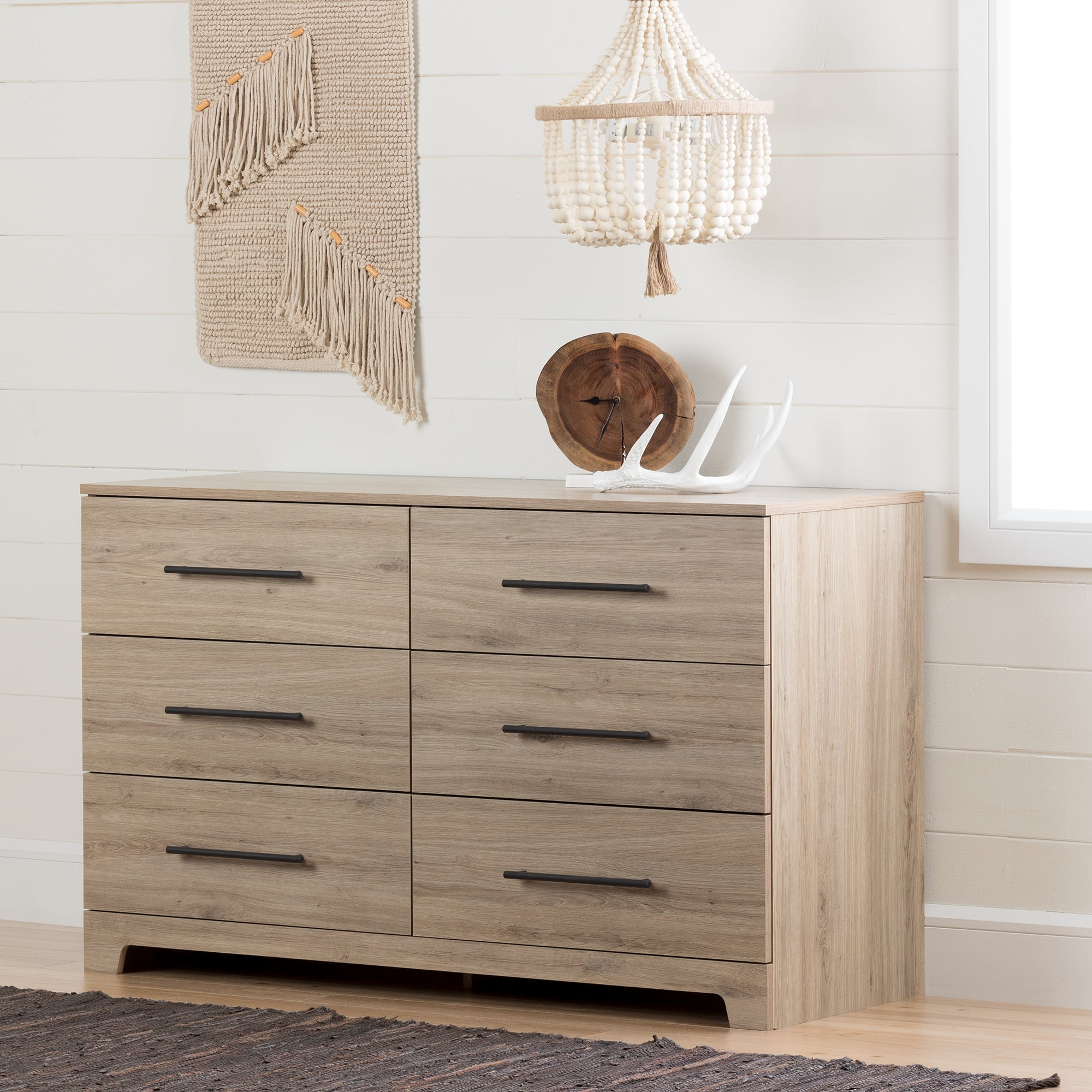 Rustic Oak Double Dresser with Extra Deep Drawers