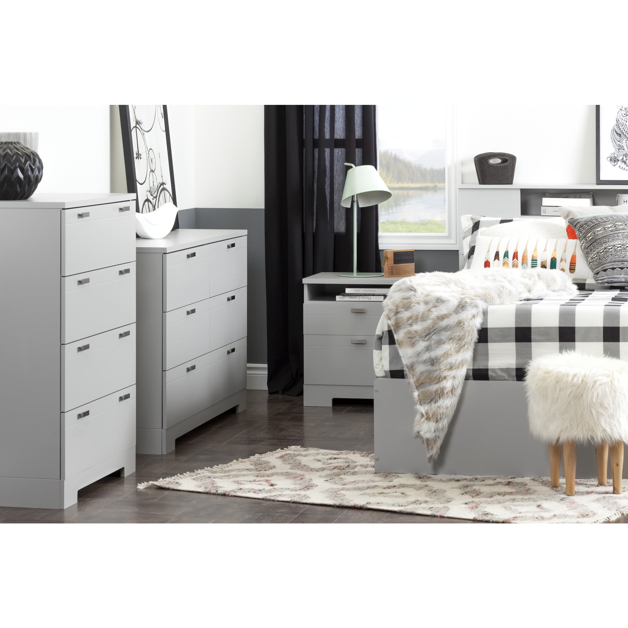 Soft Gray Nursery Double Dresser with Extra Deep Soft Close Drawers