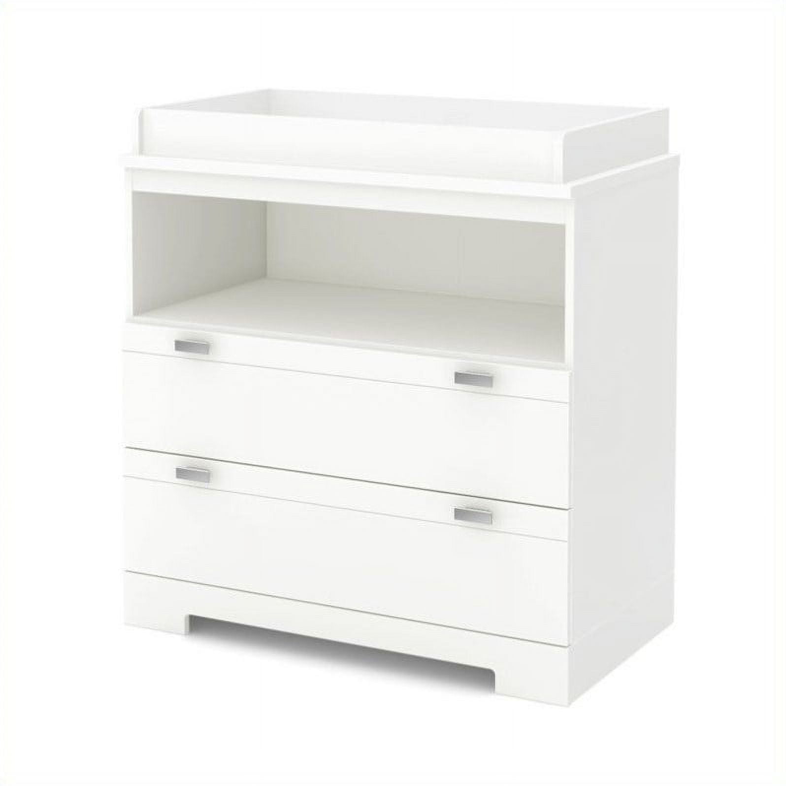 Pure White Reevo Changing Table Dresser with Storage Drawers