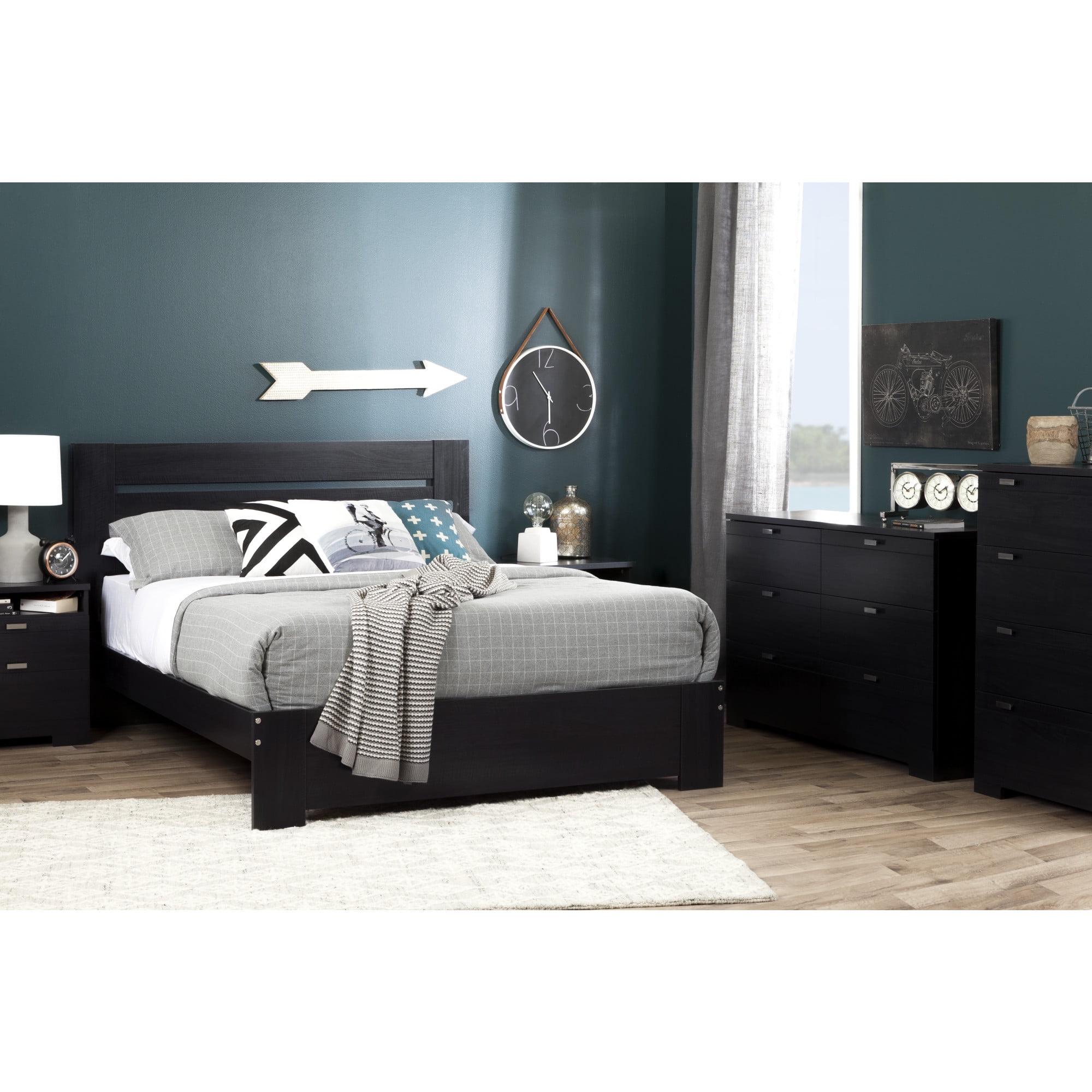 Black Oak Double Dresser with Extra Deep Drawers