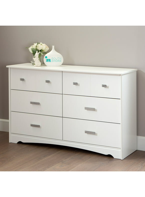 South Shore Sabrina 6 Drawer Wood Double Dresser in White
