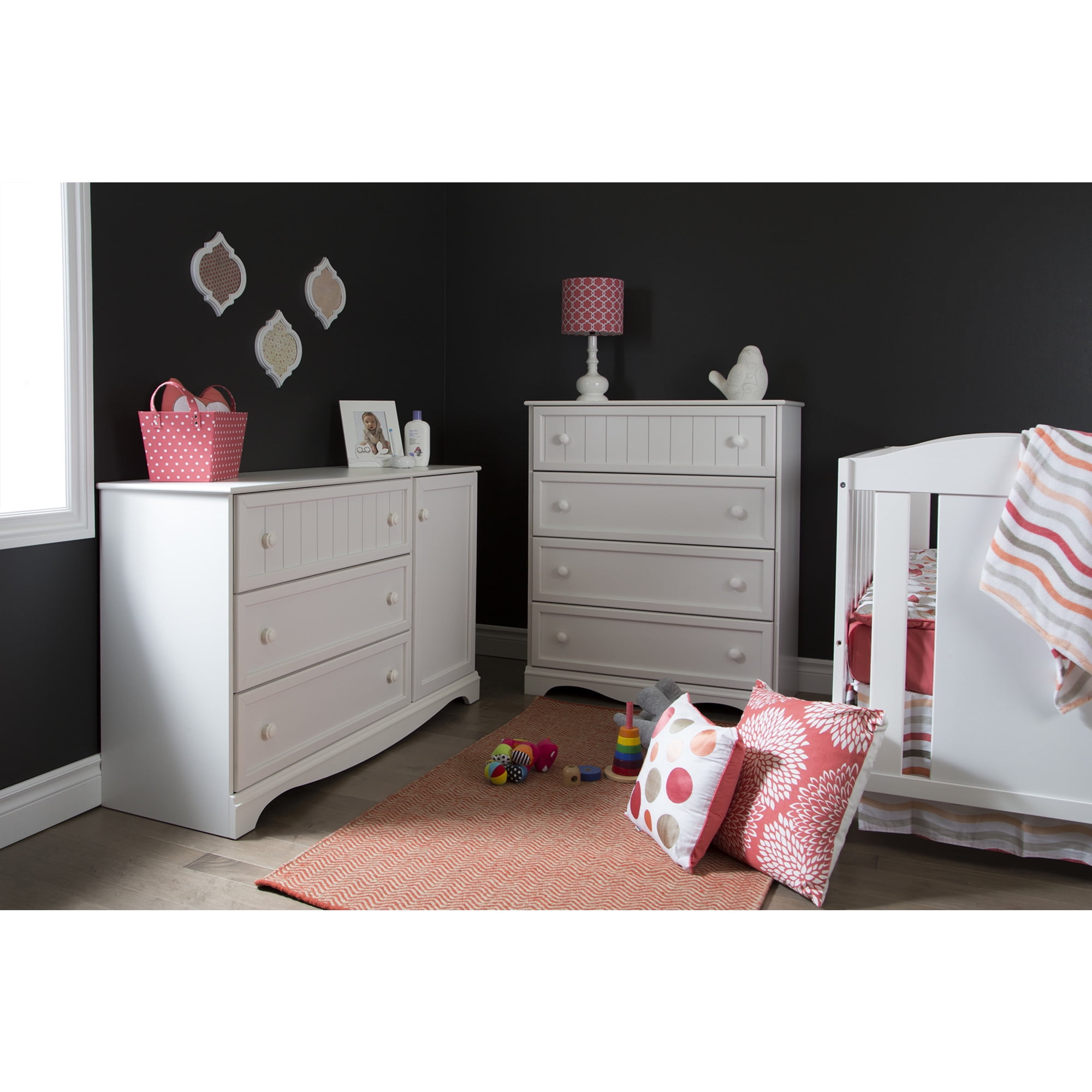 Savannah Cottage-Style 3-Drawer Combo Dresser in Pure White