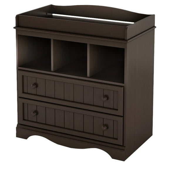 South Shore Savannah Changing Table With Drawers-Color:Brown,Finish:Espresso