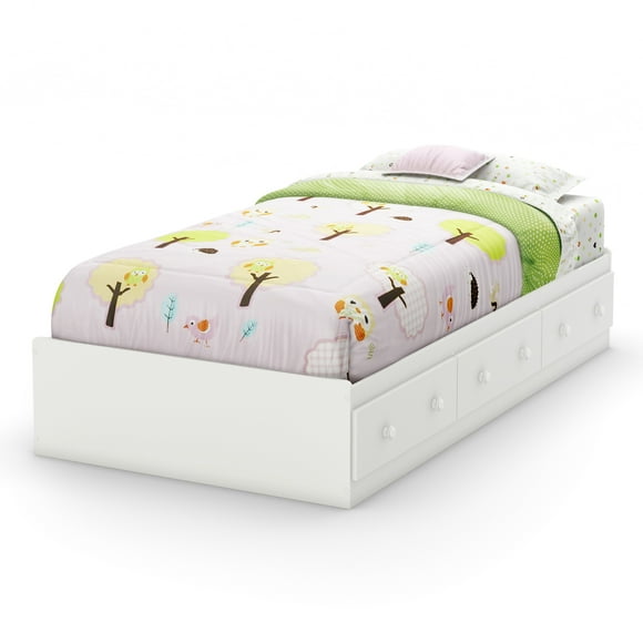 South Shore Savannah Kids Twin Mates Bed with 3 Drawers in Pure White