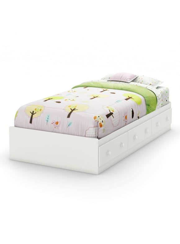 South Shore Savannah Kids Twin Mates Bed with 3 Drawers in Pure White
