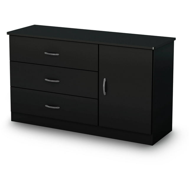 South Shore Smart Basics 3-Drawer Dresser with Door, Black
