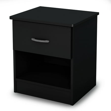 South Shore Smart Basics Contemporary 1-Drawer Nightstand with Storage, Black