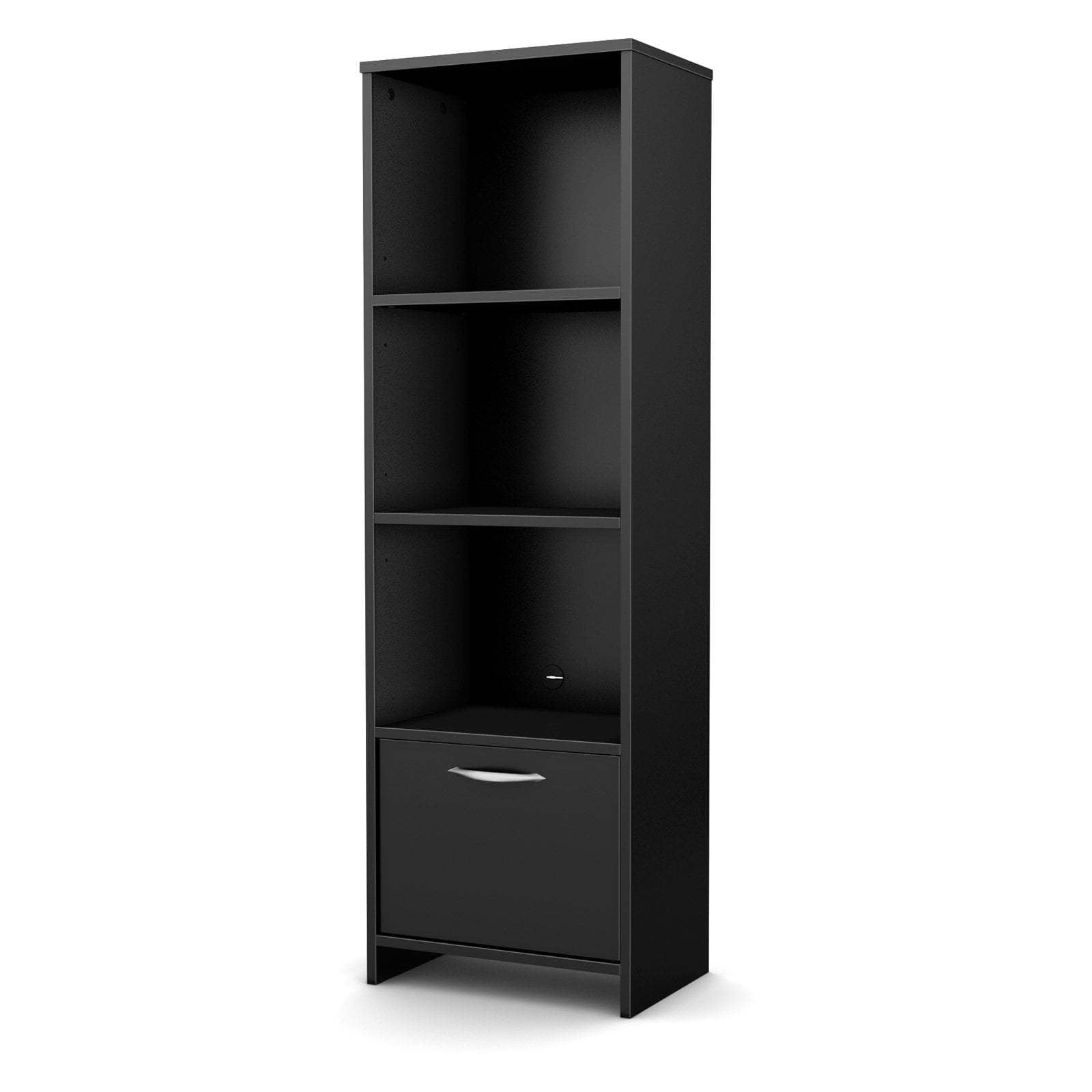 Contemporary Black Laminate Adjustable Media Tower