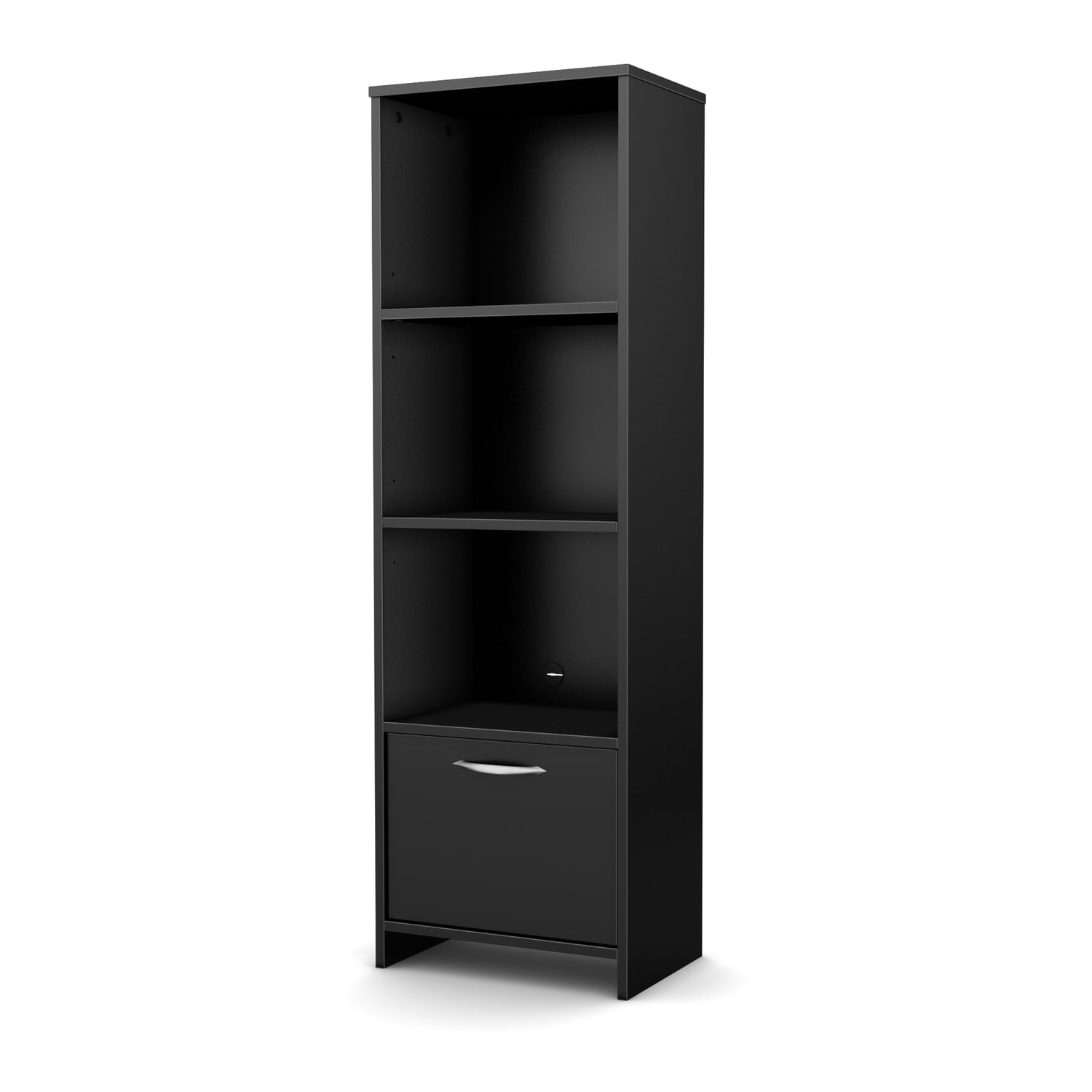Contemporary Black Laminate Adjustable Media Tower