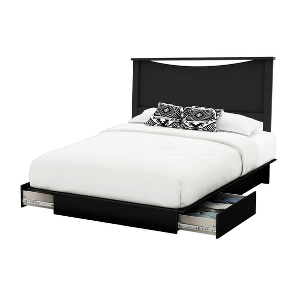 South Shore SoHo, Contemporary Full/Queen Bed and Headboard Set, Pure Black