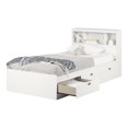 South Shore Spark 3Drawer Storage Bed, Twin, White, with Bookcase