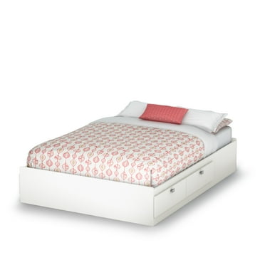 South Shore Spark 4-Drawer Storage Bed, Full, Pure White, Without Bookcase Headboard - Laminated Particle Board