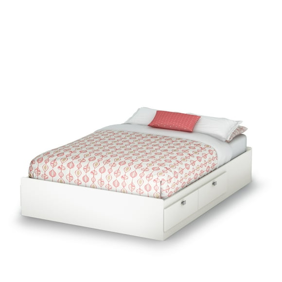 South Shore Spark 4-Drawer Storage Bed, Full, Pure White, Without Bookcase Headboard - Laminated Particle Board