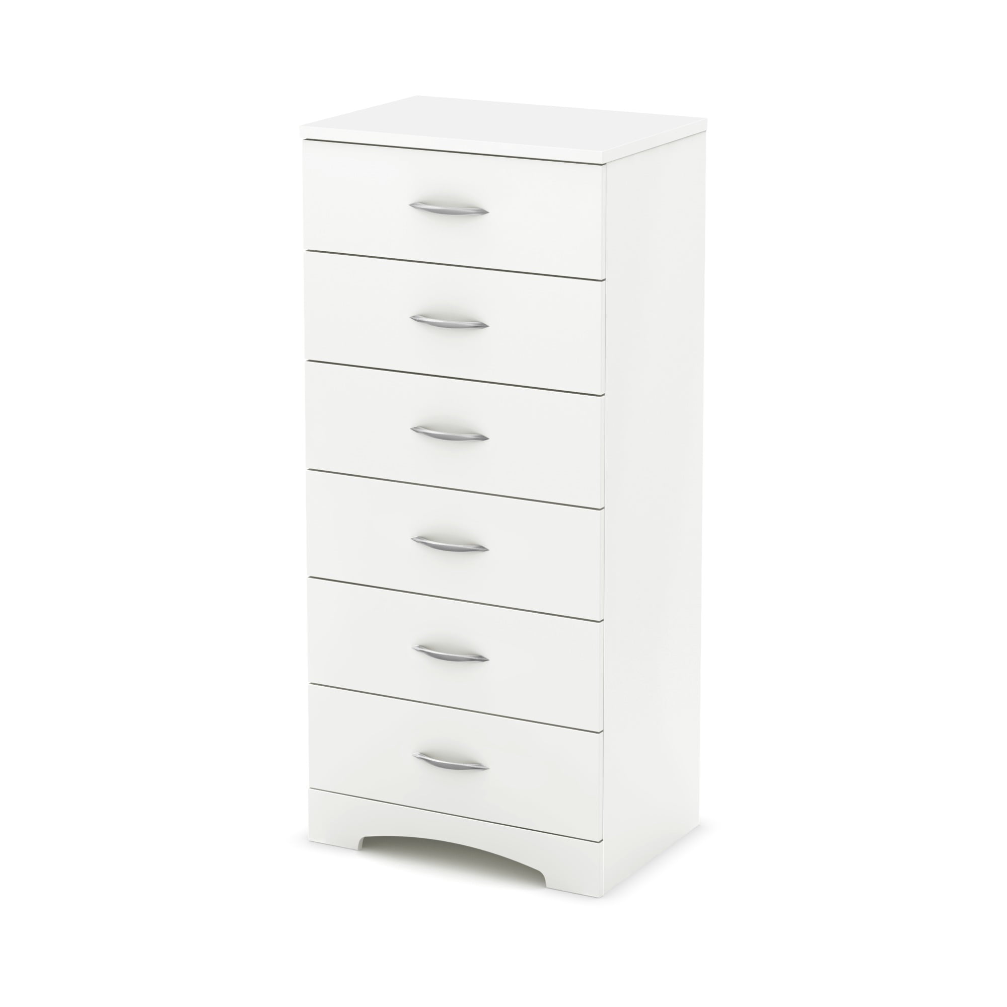 South Shore Step 6 Drawer Tall Lingerie Chest Rustic Style Pure White