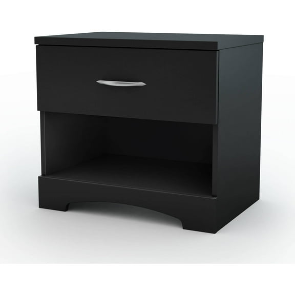 South Shore Step One 1-Drawer Nightstand - End Table with Storage Black