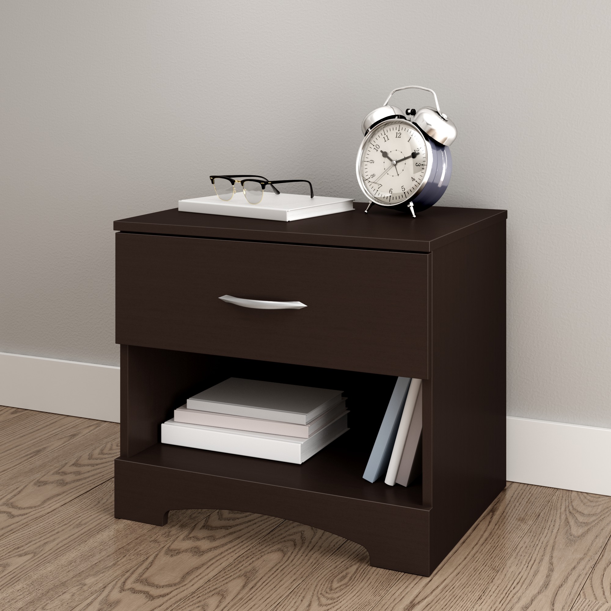 South Shore Step One 1-Drawer Nightstand - End Table with Storage Brown - image 1 of 11