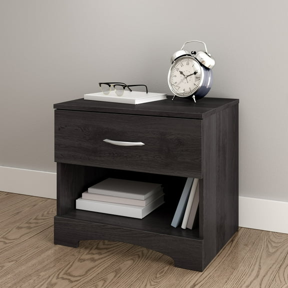 South Shore Step One 1-Drawer Nightstand - End Table with Storage Gray