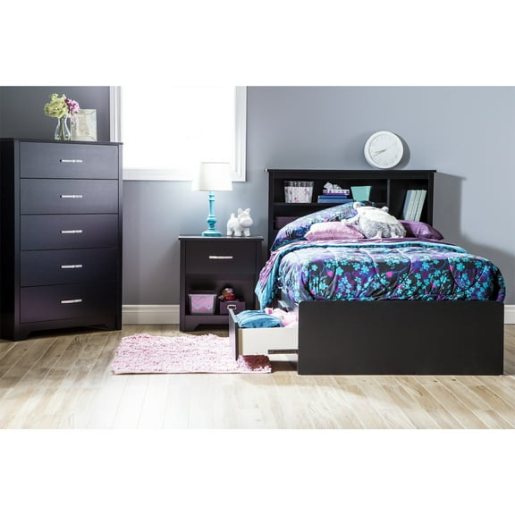 South Shore Step One, Contemporary Bed, Twin Black