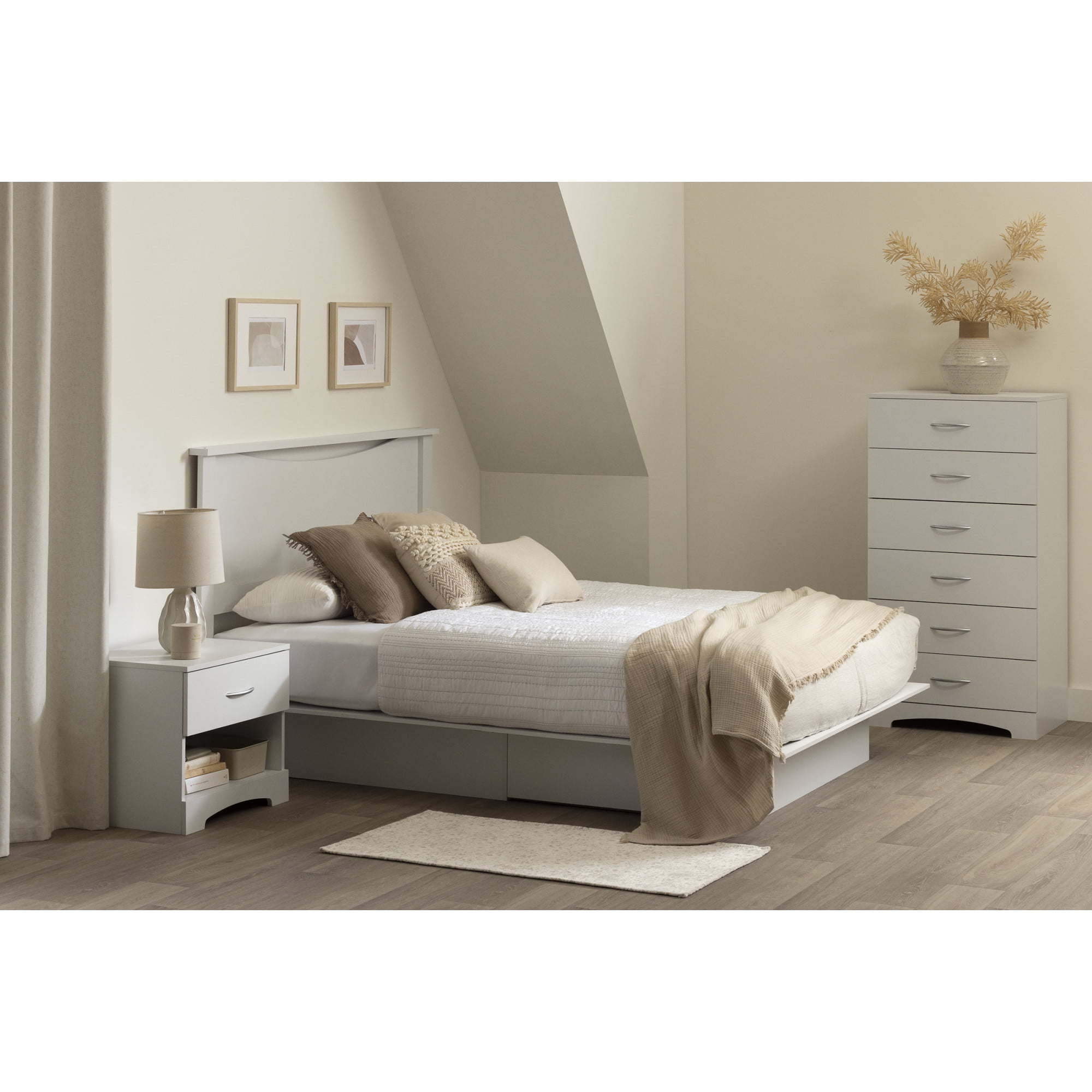 Pure White Soft-Close 6-Drawer Lingerie Chest with Curved Kick Plate