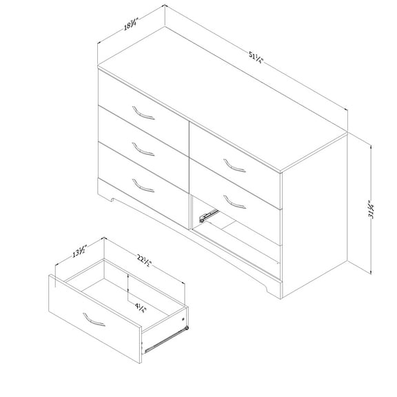 South Shore Step One, Contemporary Dresser,  White