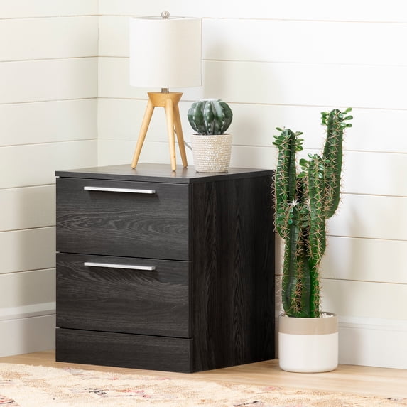 South Shore Step One Essential 2-Drawer Nightstand - End Table with Storage Gray