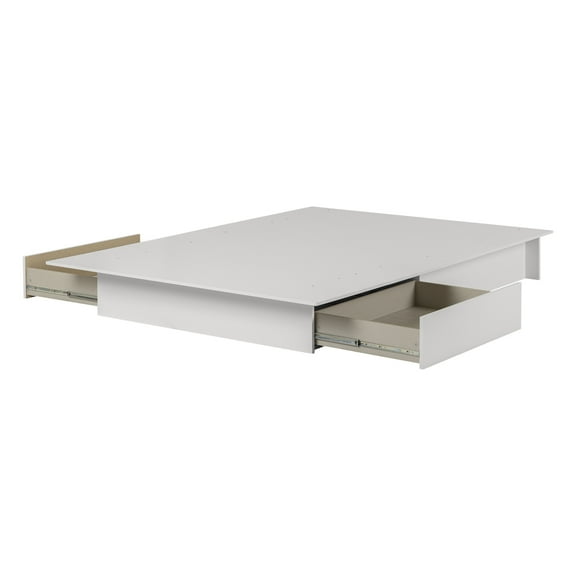 South Shore Step One Platform Bed With Drawers-Color:White,Finish:Pure White,Size:Full/Queen,Type:With 2 Drawers