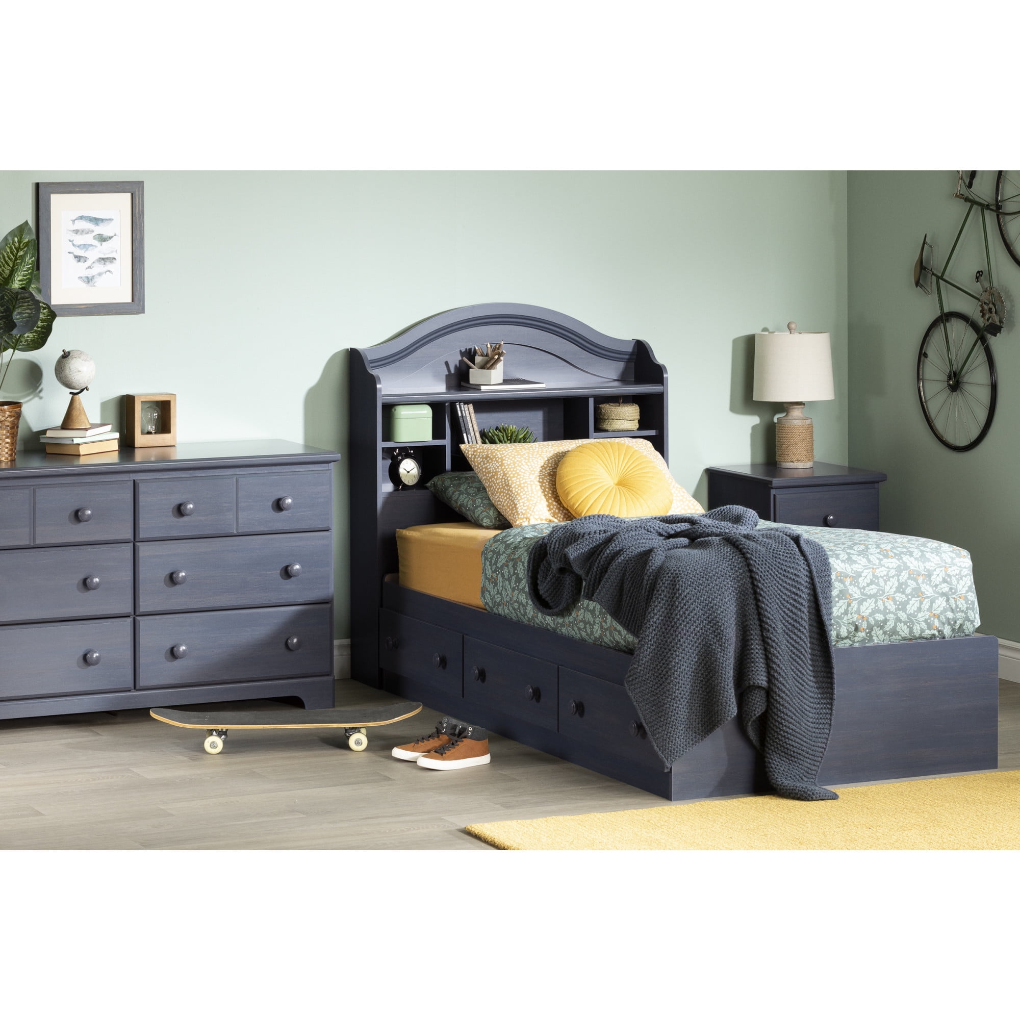 Blueberry Coastal Double Dresser with Six Drawers