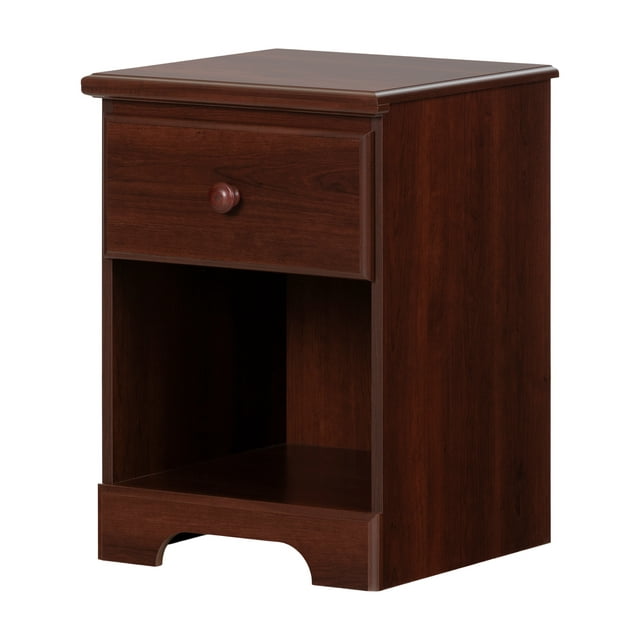 South Shore Summer Breeze Coastal 1-Drawer Nightstand with Storage, Cherry