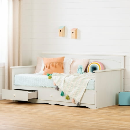 South Shore Summer Breeze Twin Daybed with Storage (39"), White Wash